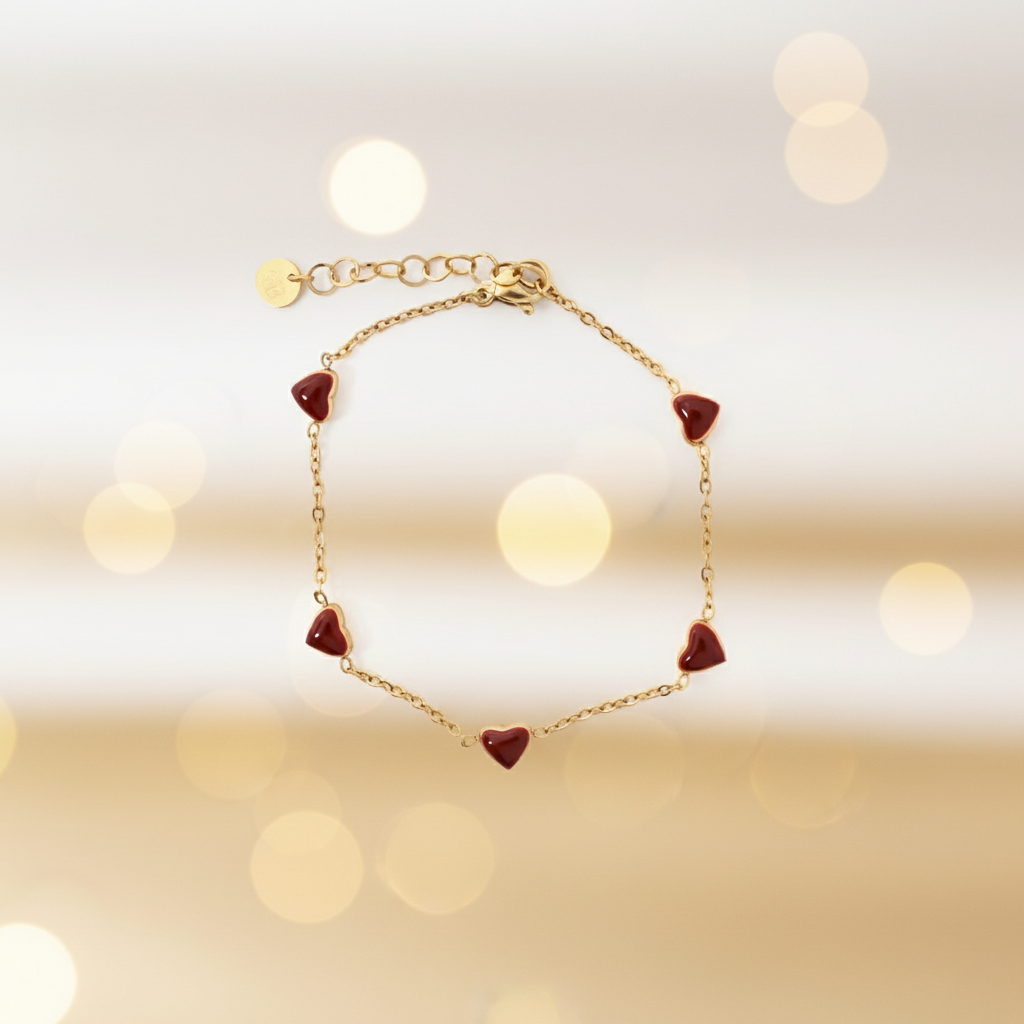 Banner Pulseira corações em aço