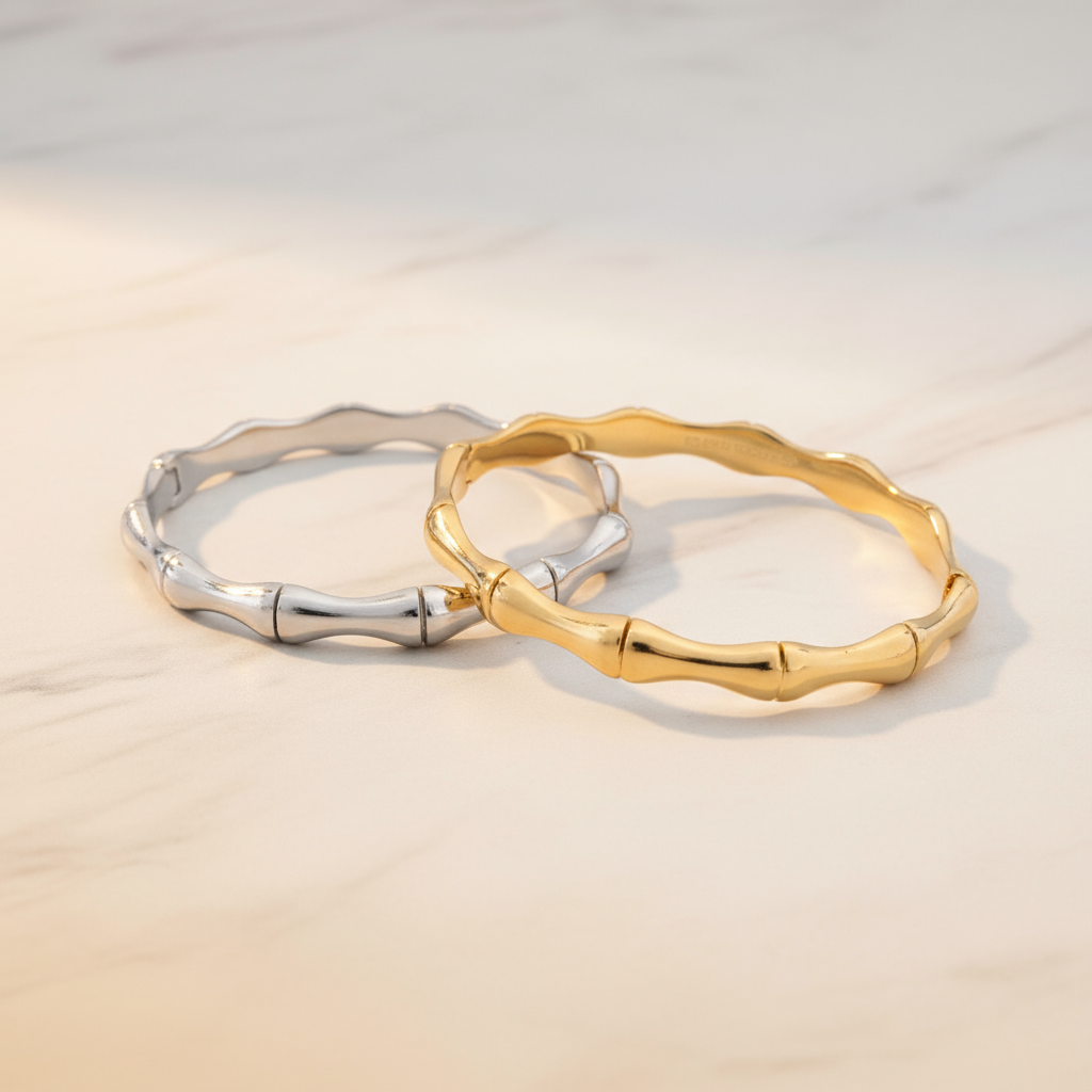 Banner Pulseira rígida aço bambu grossa