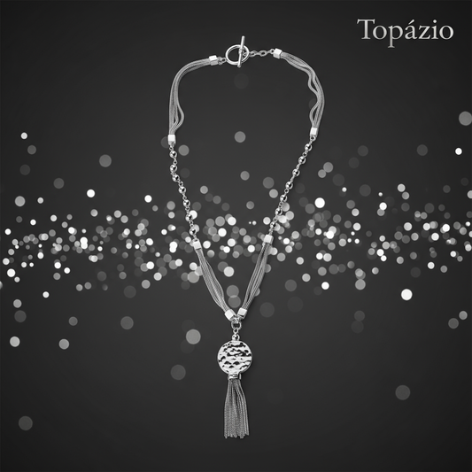 Banner Topázio - Colar Círculo Feminino Prateado Elegante