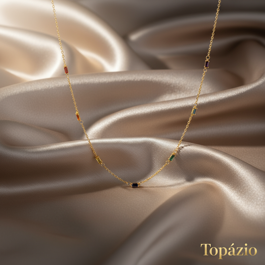 Banner Topázio - Colar Dourado com Pedras