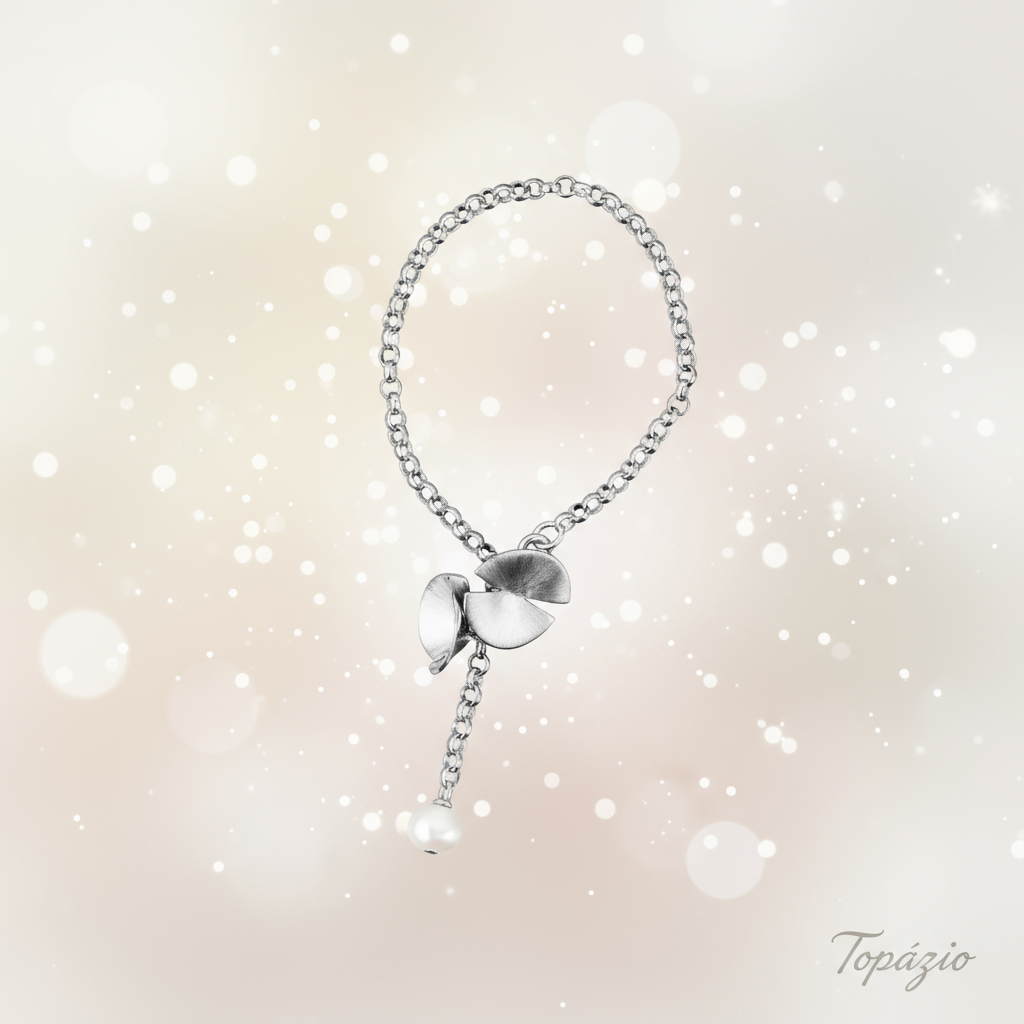 Banner Topázio - Pulseira Feminina Fuji em Prata com Pérola