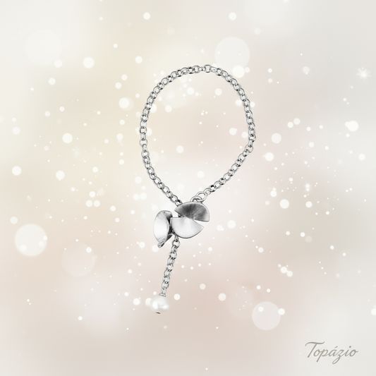 Banner Topázio - Pulseira Feminina Fuji em Prata com Pérola