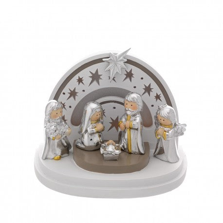 Belén Cabaña 12x18x15cm Laminado Plata con LED