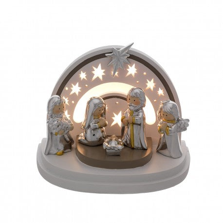 Belén Cabaña 12x18x15cm Laminado Plata con LED