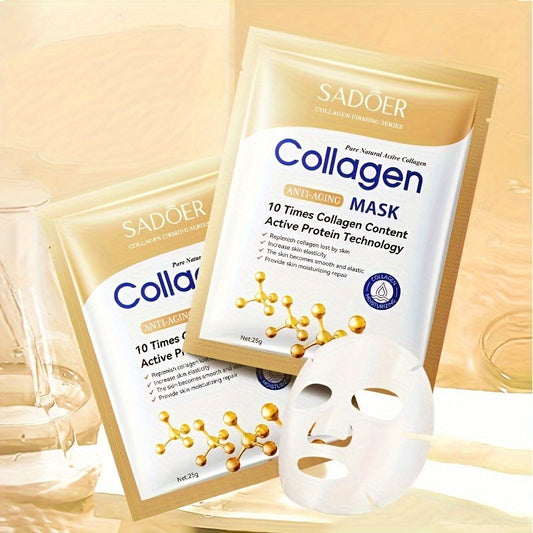 Máscara facial de colágeno hidratante da SADOER, ideal para todos os tipos de pele e com tecnologia de proteína ativa