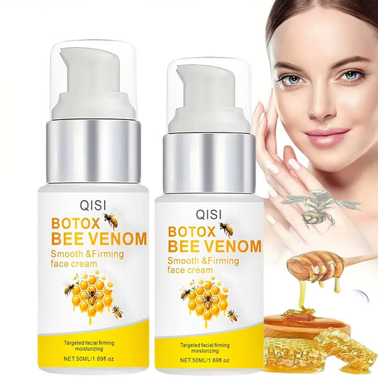Creme facial veneno de abelha QISI de 50ml, com embalagem elegante, ideal para hidratação e firmeza da pele
