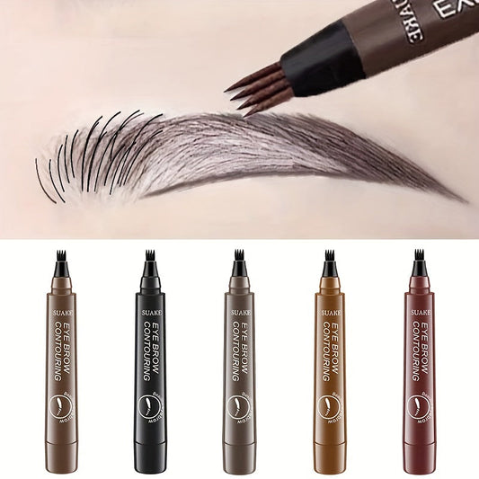 Caneta de sobrancelha à prova d'água lápis de sobrancelha microblading com 4 cabeças divididas em 5 cores