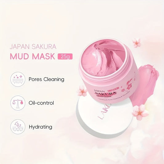 Máscara de Argila Hidratante Laikou Sakura 25g para limpeza profunda e hidratação da pele