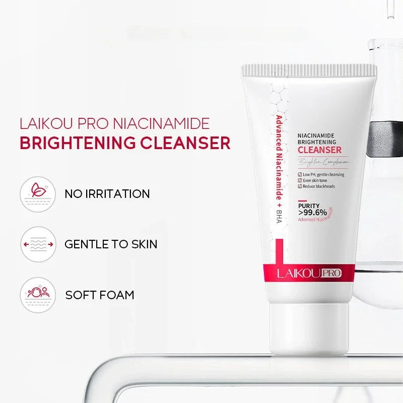 Gel de limpeza Laikou Pro Niacinamida, parte do set de cuidados com a pele niacinamida, suave e eficaz