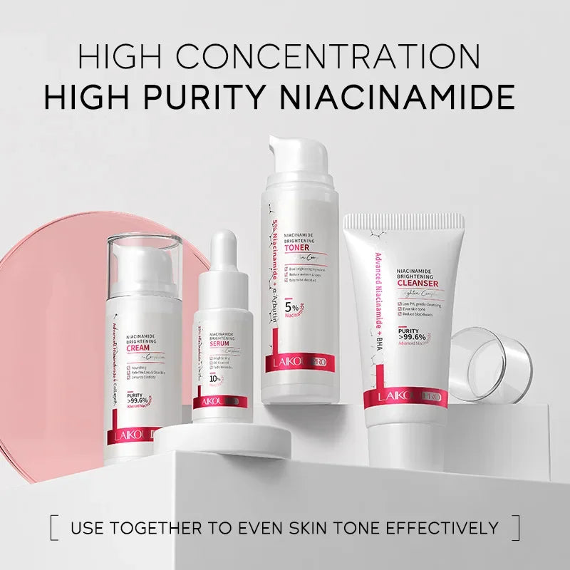 Set de cuidados com a pele niacinamida com creme, sérum, toner e limpador para controle de oleosidade e anti-idade