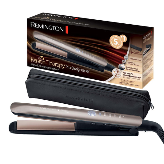 Alisador de cabelo profissional Remington com terapia de queratina e óleo de amêndoa, placas flutuantes e cerâmica