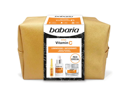 Babaria - Pack cremes mulher presente com creme hidratante facial, soro facial e embalagem dourada