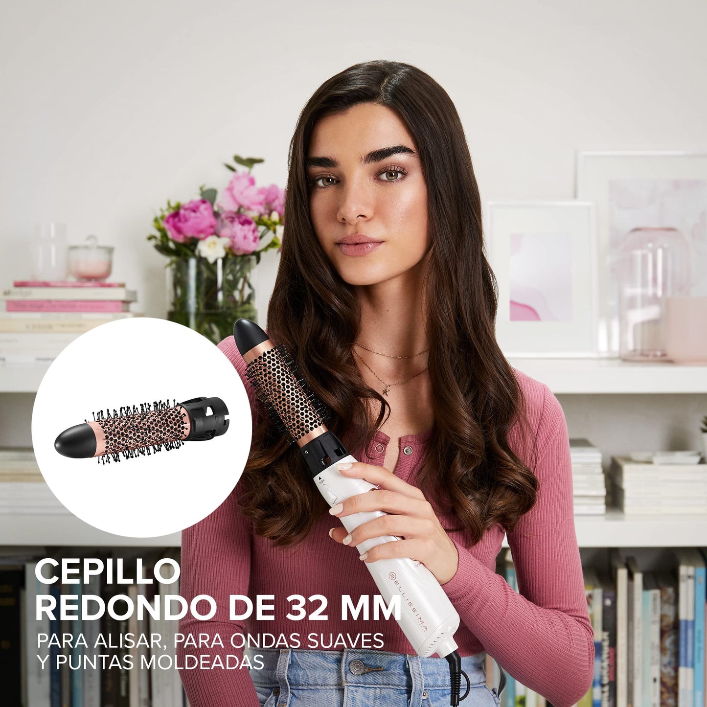 Bellissima Imetec My Pro GH18 escova modeladora com revestimento cerâmico para cabelos lisos e cachos definidos