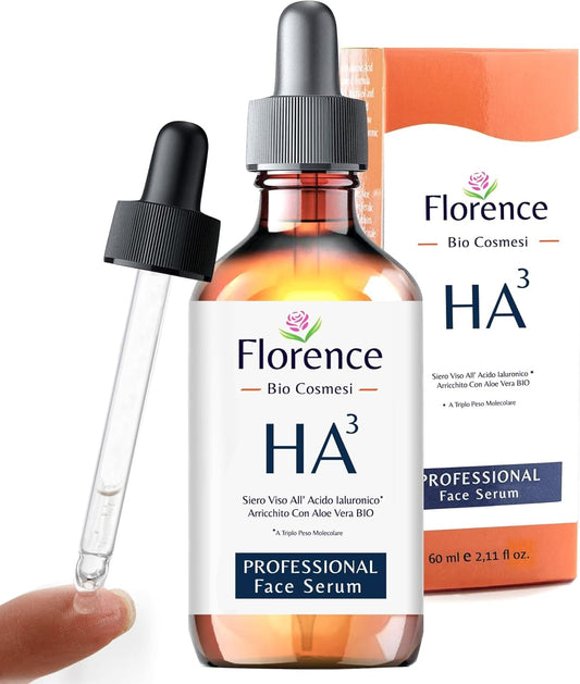 Bio Serum facial com acido hialuronico puro triplo Florence, 60 ml, com propriedades antirrugas e anti-envelhecimento