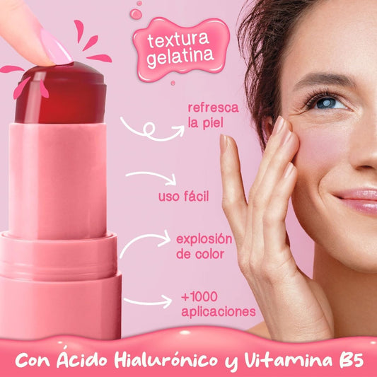 Blush para labios e bochechas melancia - The Fruit Company com textura gelatina, ácido hialurónico e vitamina B5