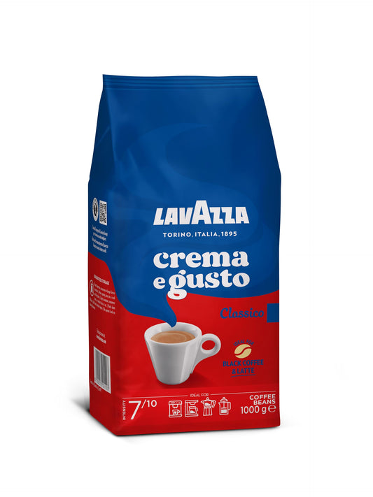 Saco de café em grãos Lavazza Crema e Gusto Clássico, 1 kg, ideal para máquinas de café espresso