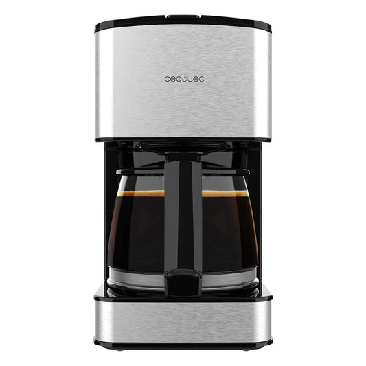 Cafeteira Cecotec 6 xícaras em aço inox com design moderno e jarra de vidro para preparar café.