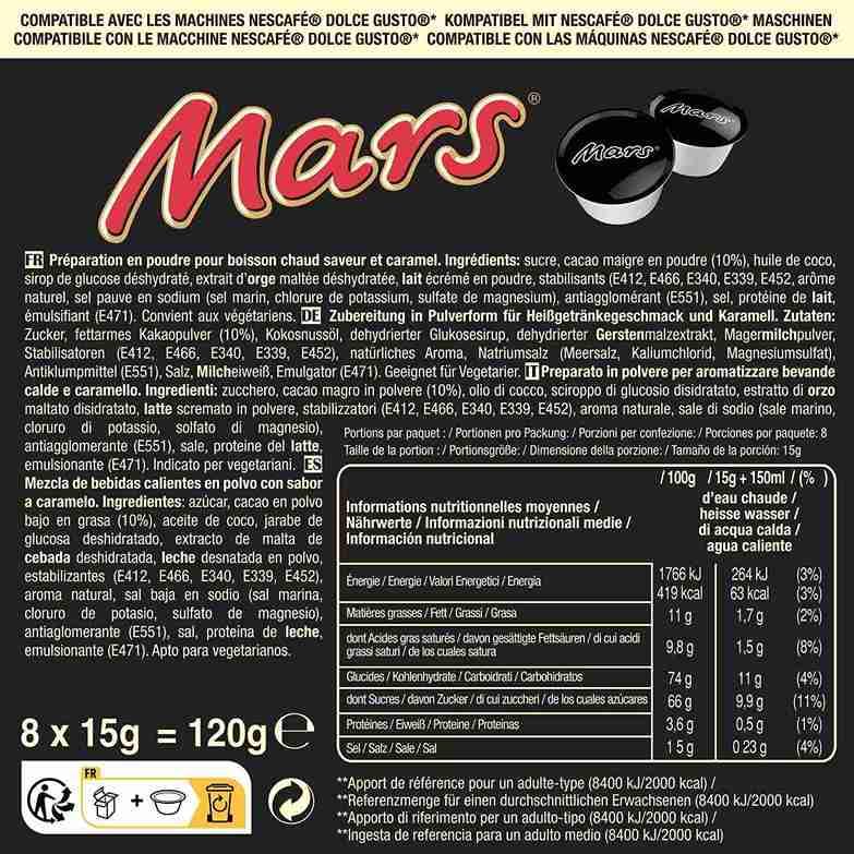 Lote de 32 cápsulas de chocolate Dolce Gusto com sabores Twix, Mars, Milkyway e Maltesers
