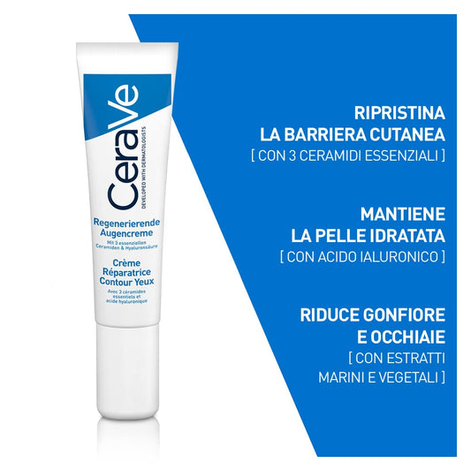 CeraVe contorno de olhos acido hialuronico em creme reparador para bolsas e olheiras, 15 ml