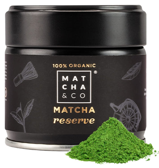 Chá Matcha verde em pó grau cerimonial 100% orgânico sem aditivos com embalagem elegante