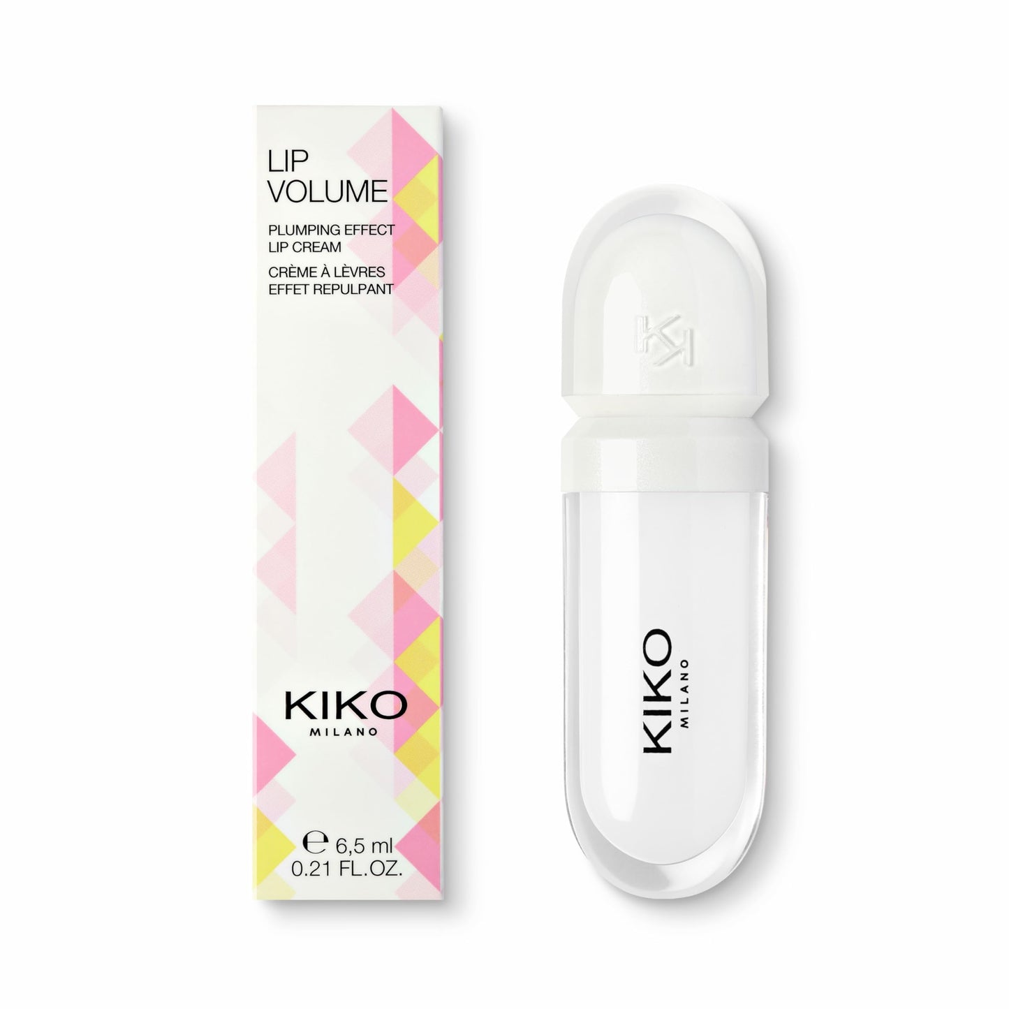 Creme labial volumizador Kiko Milano rosa com efeito aperfeiçoador e embalagem moderna
