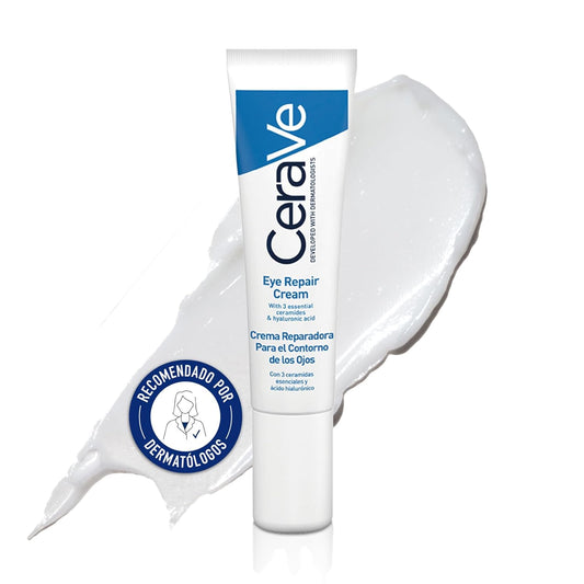 Creme para contorno de olhos CeraVe, 14 ml, enriquecido com ácido hialurônico e niacinamida, reduz bolsas e olheiras.