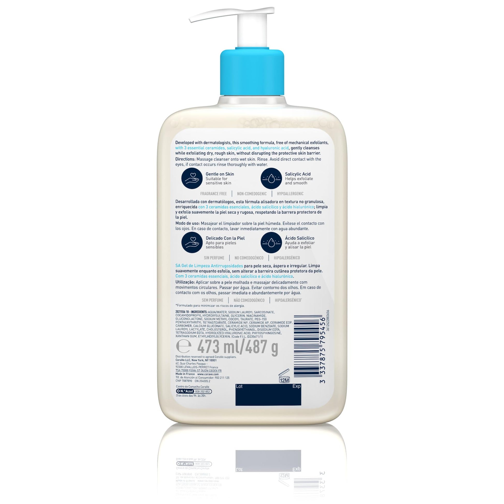 Gel de limpeza hidratante CeraVe, 473ml, ideal para pele normal a seca, limpa e hidrata profundamente
