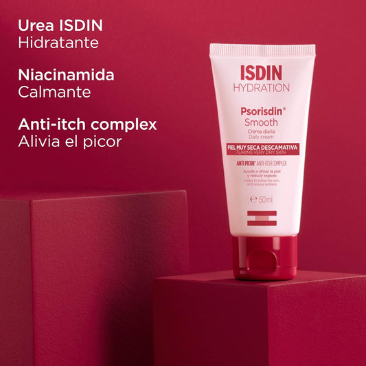 Isdin Psorisdin Smooth creme de 50 ml, reduz o vermelho da pele e alivia sintomas da psoríase