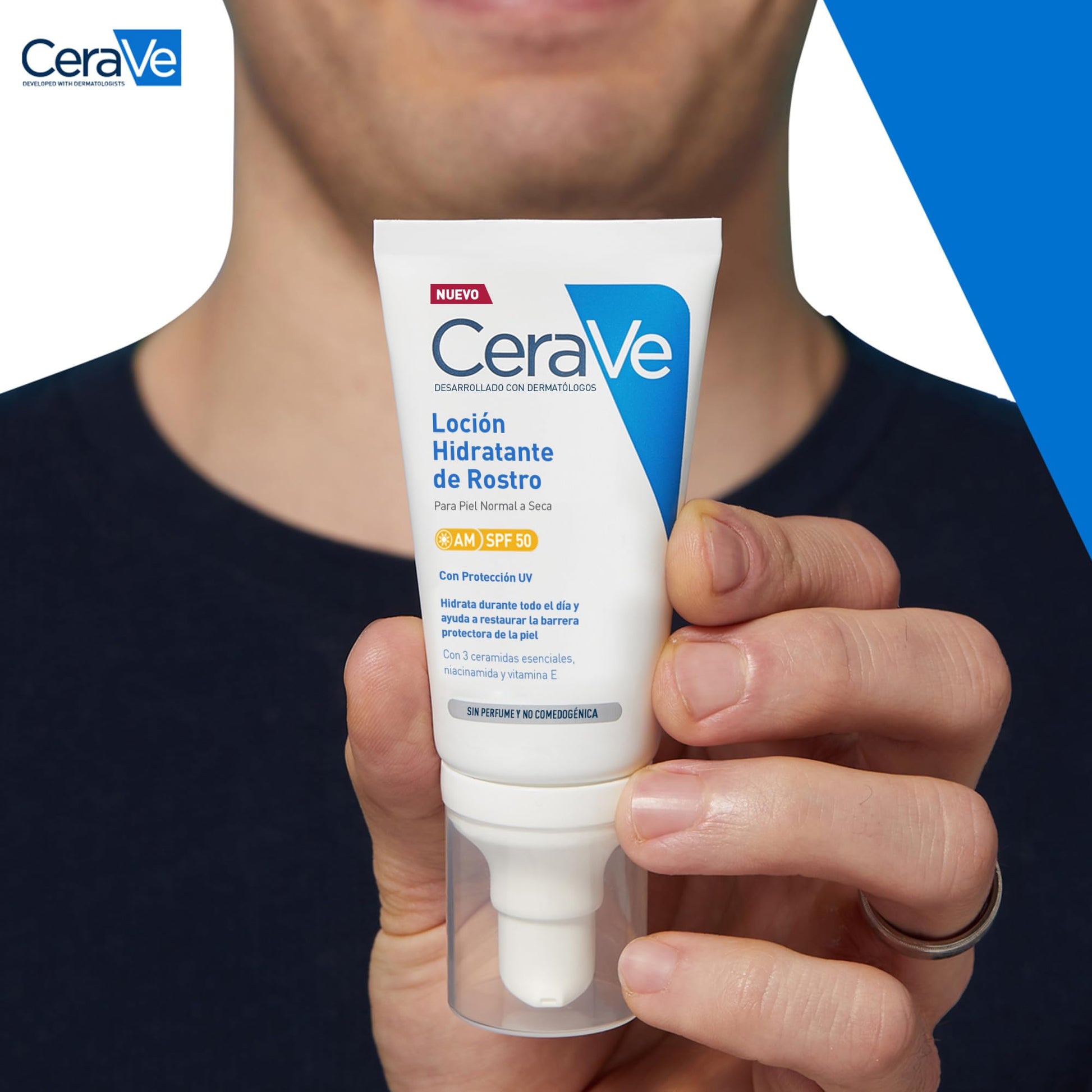 Locao hidratante CeraVe para rosto com proteção UV, ideal para pele normal e seca