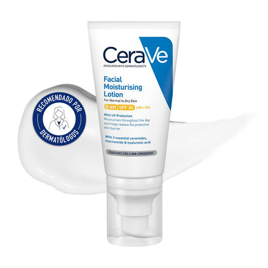 Locao hidratante CeraVe para rosto com proteção UV e ingredientes hidratantes essenciais