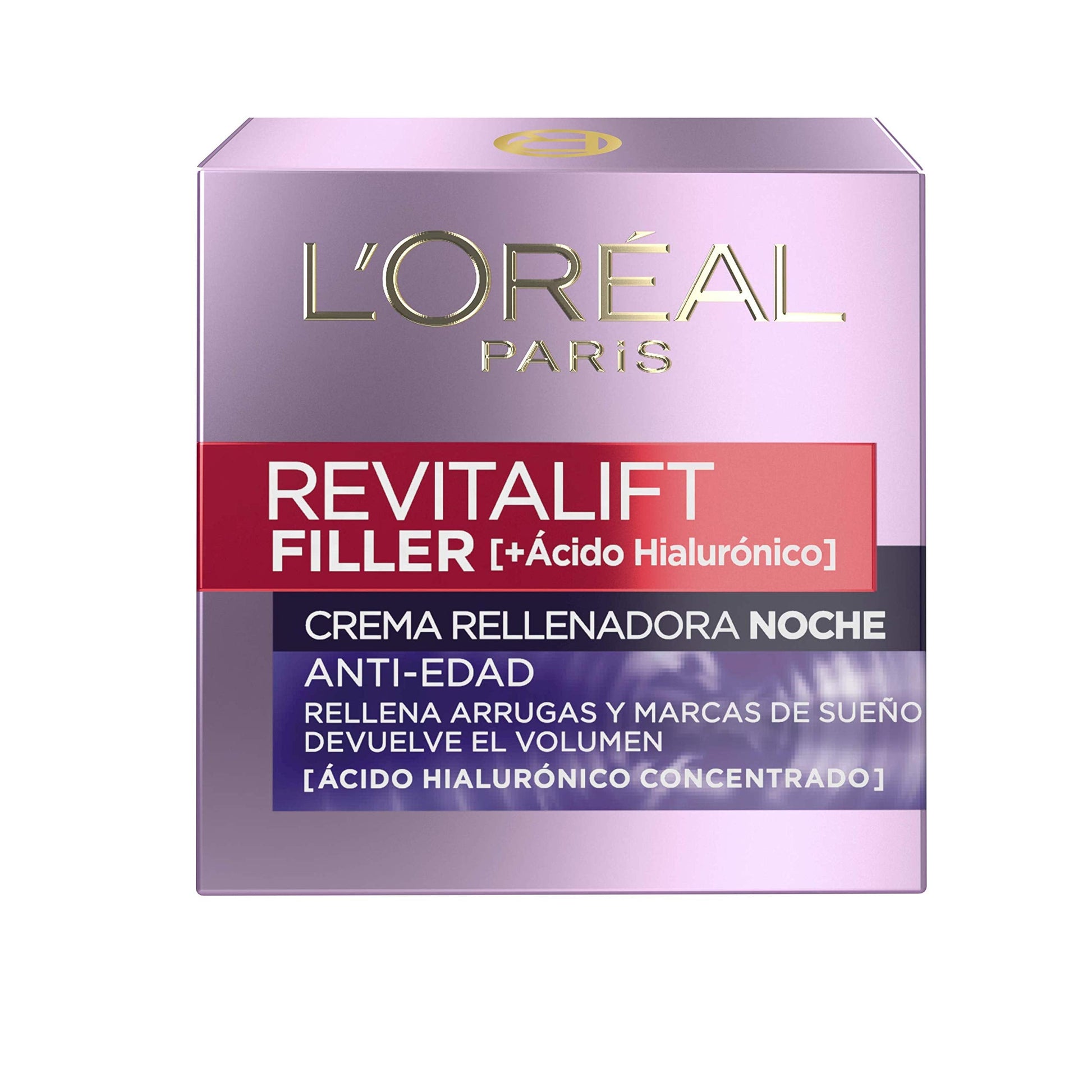 L'Oreal Paris Revitalift Filler Creme Noturno Revitalizante com Ácido Hialurônico, embalagem de 50 ml para antienvelhecimento