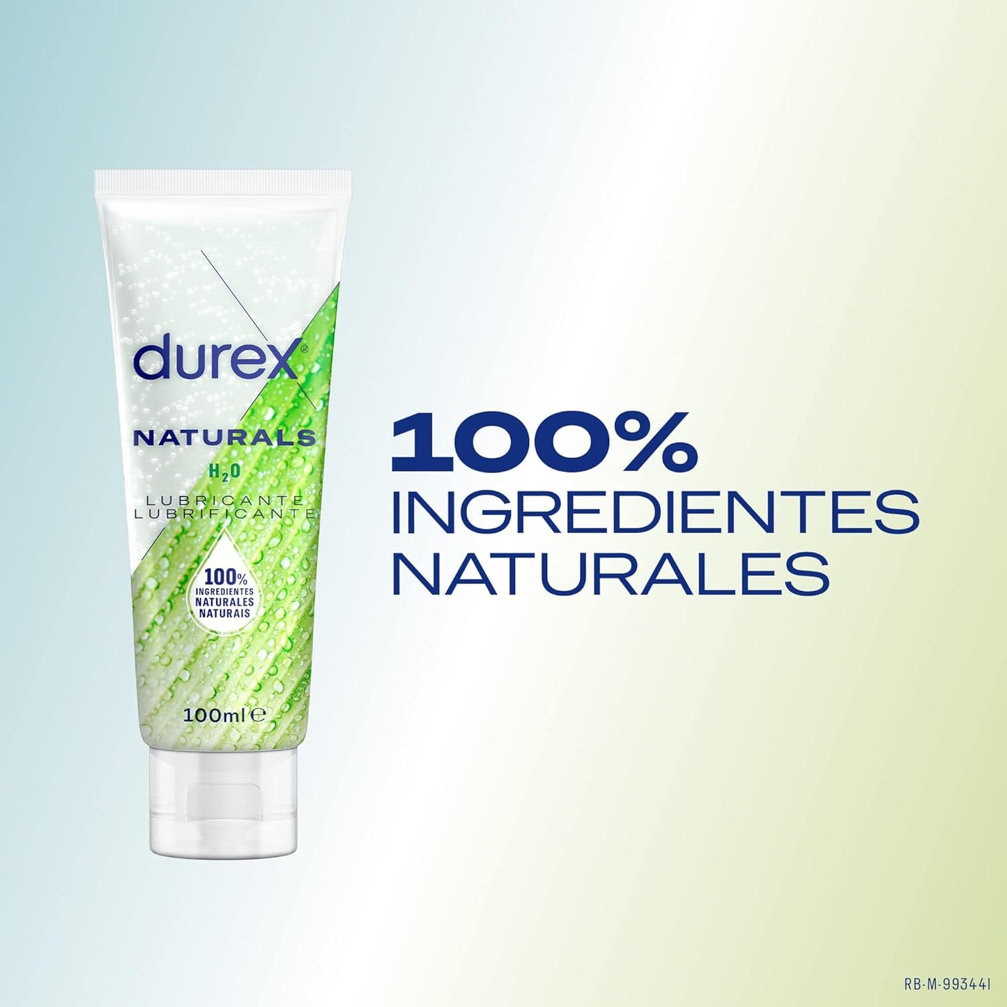 Lubrificante natural Durex H2O 100 ml, 100% natural sem fragrância ou corantes, ideal para o bem-estar
