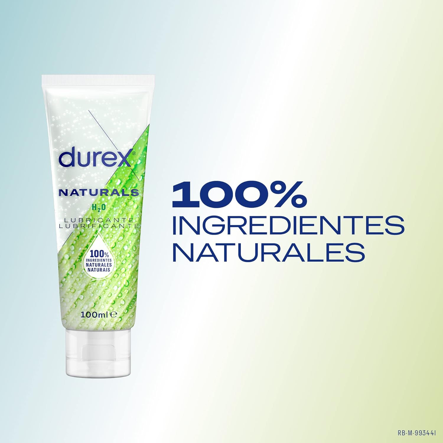 Lubrificante natural Durex H2O 100 ml, 100% natural sem fragrância ou corantes, ideal para o bem-estar