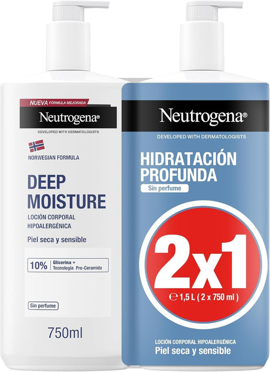 Neutrogena Norwegian Formula Loção Corporal Hidratação Profunda 2 x 750 ml para pele seca e sensível
