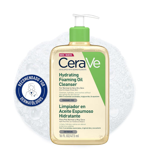 Óleo de limpeza espumante CeraVe 473 ml para pele normal e muito seca com ácido hialurônico