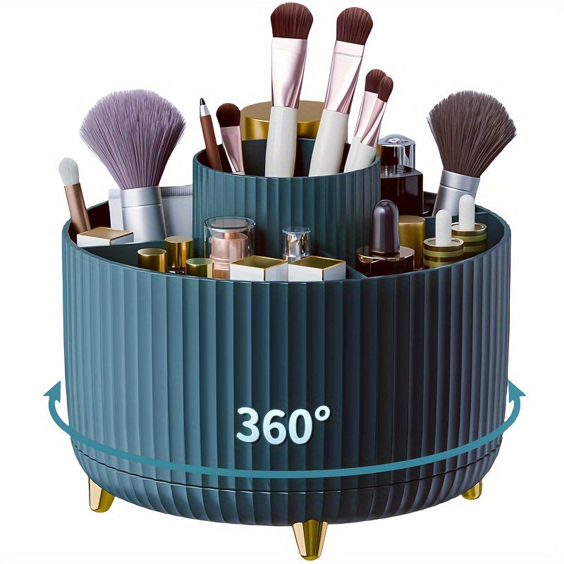 Organizador de maquiagem 360° com 5 compartimentos para maquiagem e pincéis de beleza