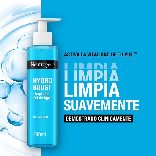 Removedor de maquiagem Neutrogena Hydro Boost gel de limpeza facial 200ml, adequado para todos os tipos de pele