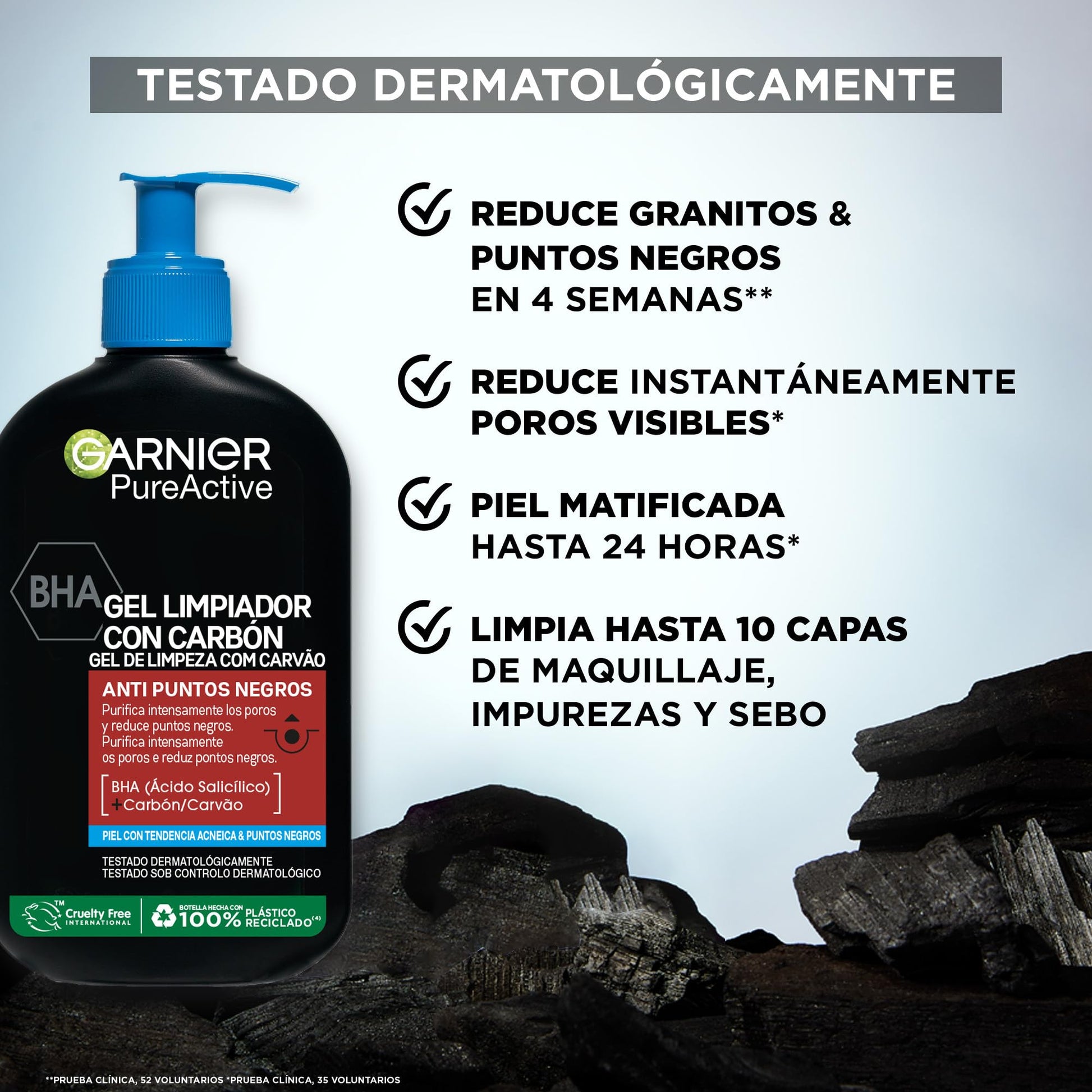 Pack rotina anti-imperfeições com niacinamida Garnier, incluindo gel de limpeza, soro e creme hidratante.