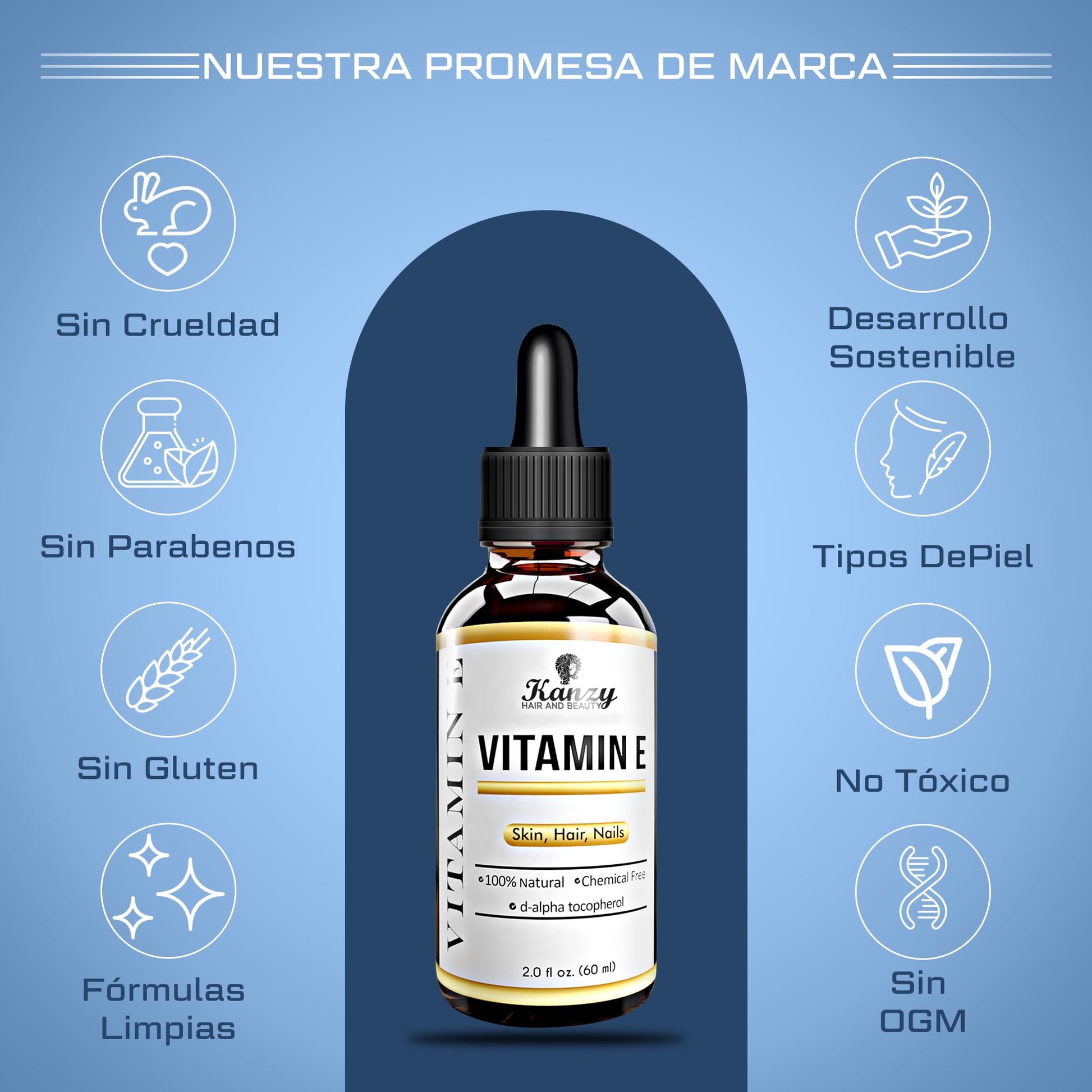 Óleo de Vitamina E 100% natural cuidados faciais e cabelo para hidratação e proteção da pele e fios