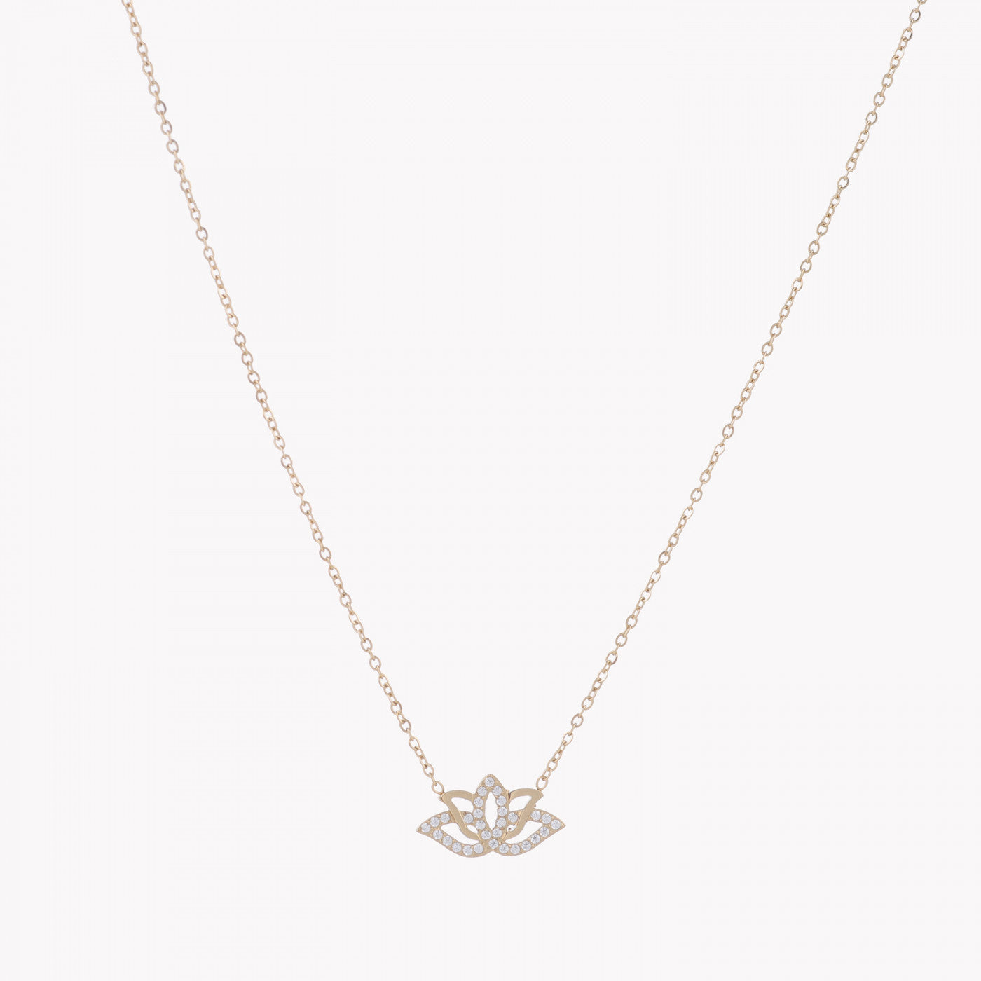 Collar flor de loto de acero y circonitas 