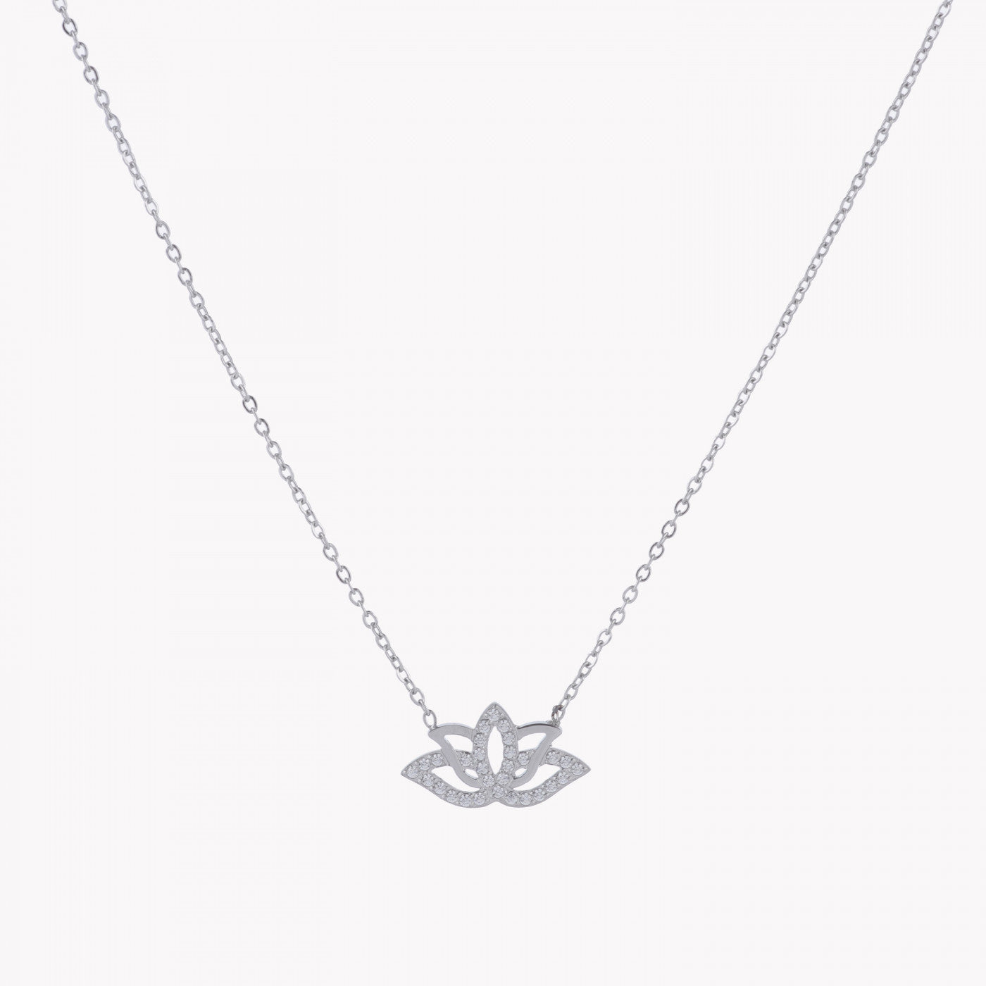 Collar flor de loto de acero y circonitas 
