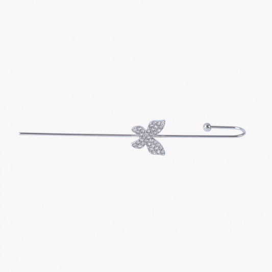 brinco ear cuff borboleta em prata com cristais e design alongado da Carmo Joalheiros