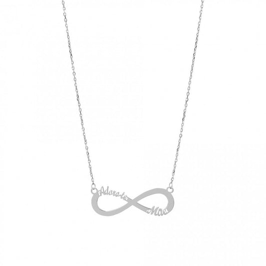 colar infinito mãe em prata com pingente infinito gravado e corrente delicada da Topázio 1874