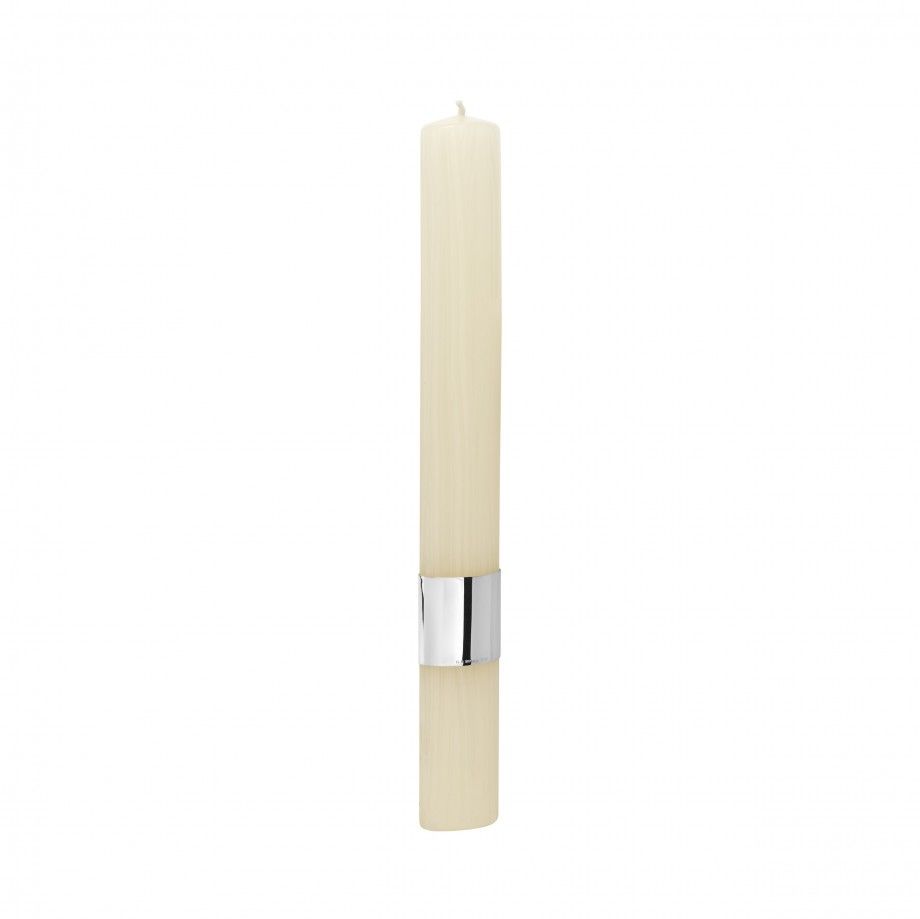 Vela de batismo prata Topazio 1874 vela alta creme com suporte prateado para cerimonia religiosa