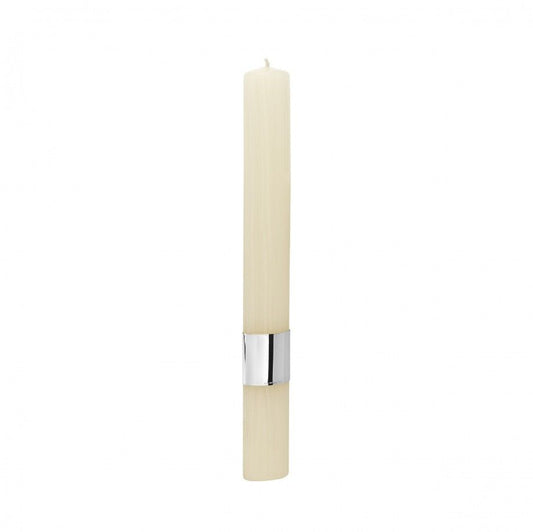 Vela de batismo prata Topazio 1874 vela alta creme com suporte prateado para cerimonia religiosa