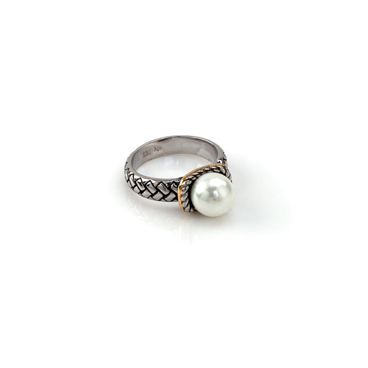 Anillo de Acero - Perla Solitaria