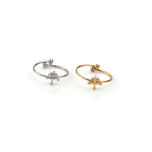 Anillo de Acero Ajustable - Árbol de la Vida