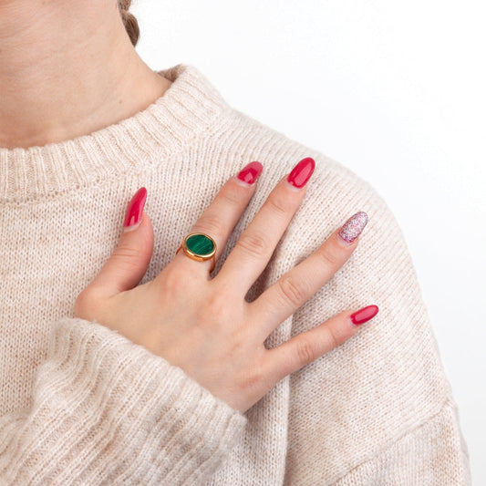 Anillo de Acero Ajustable - Piedra de Colores