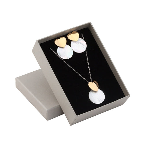 Conjunto de 2 joyas de acero - Corazón con medalla