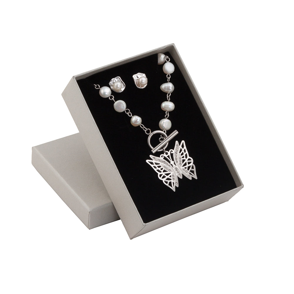Conjunto de 2 joyas de acero - Mariposa y Perla